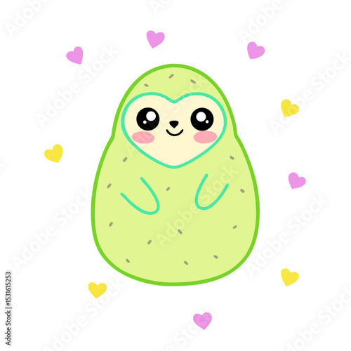 Kawaii Sloth with Rosy Cheeks and Sprinkles