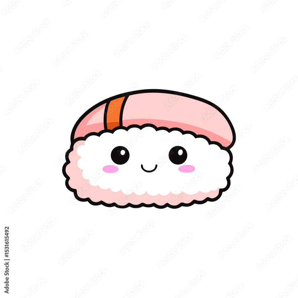 Cute Kawaii Sushi with Winking Face and Sprinkles Cute Kawaii Sushi with Winking Face and Sprinkles