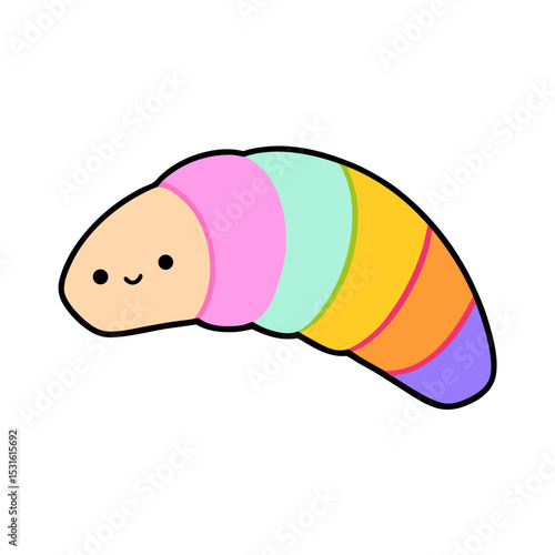 Cute Kawaii Croissant with Rosy Cheeks and Rainbow