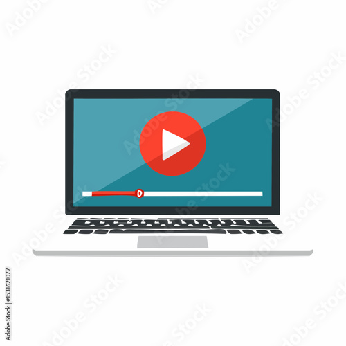 Laptop screen displaying a video player interface, ready to play.