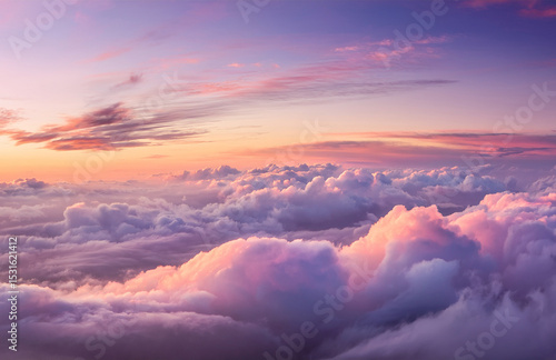 Dreamy Sea of Clouds with Sunrise Sky