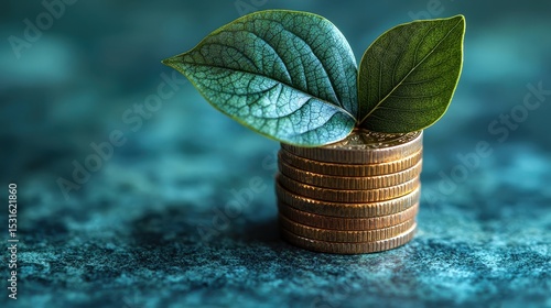 A row of stacks of coins, their surfaces adorned with vibrant emerald leaves, symbolizing growth and prosperity, a testament to the enduring power of financial discipline and the potential for 
