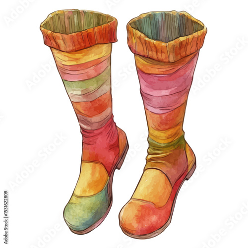 Stockings, watercolor vector, isolated on a white background.