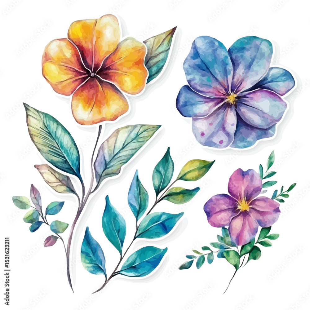Obraz premium Stickers, watercolor painting vector, isolated on a white background.