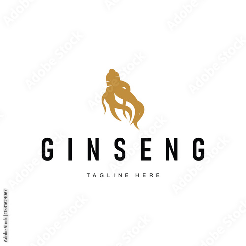 Ginseng logo design concept of natural herbal plant logo from nature with ginseng silhouette as symbol illustration template