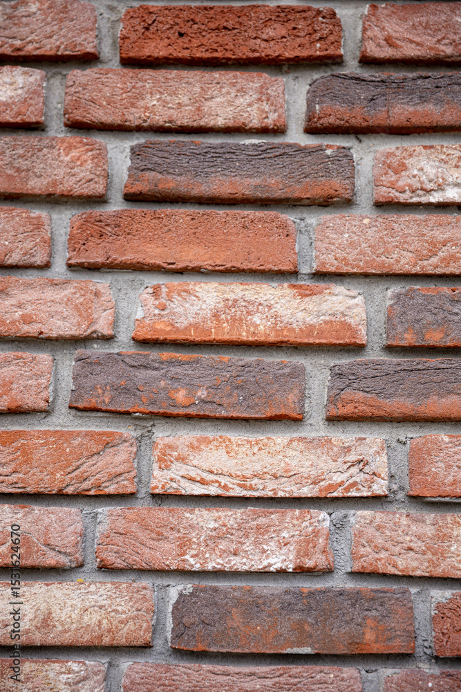 Fototapeta premium Closeup view of a Textured Brick Wall presented in Warm Tones that captivates the eye