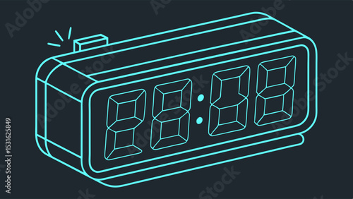 Digital Alarm Clock Displaying Time with Glowing Outline