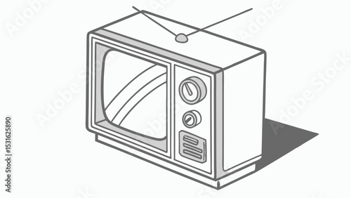 Isometric Illustration of a Retro Television Set with Antenna
