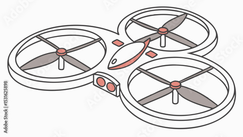 Cute Cartoon Illustration of a Quadcopter Drone