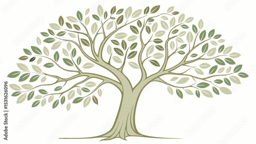 Obraz premium Elegant Stylized Tree with Shades of Green Leaves