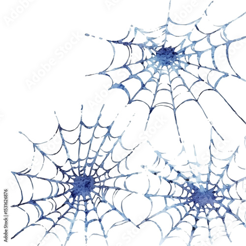 watercolor of Spider Webs, vector, isolated on a white background.