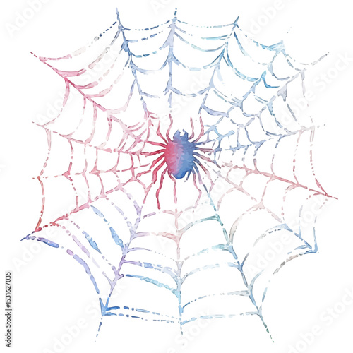 Spider Webs, watercolor vector, isolated on a white background.