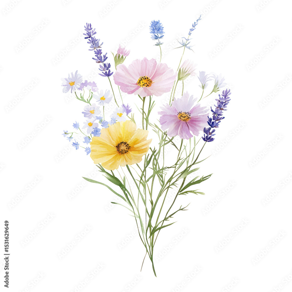 Fototapeta premium PNG Flowers art illustration watercolor.