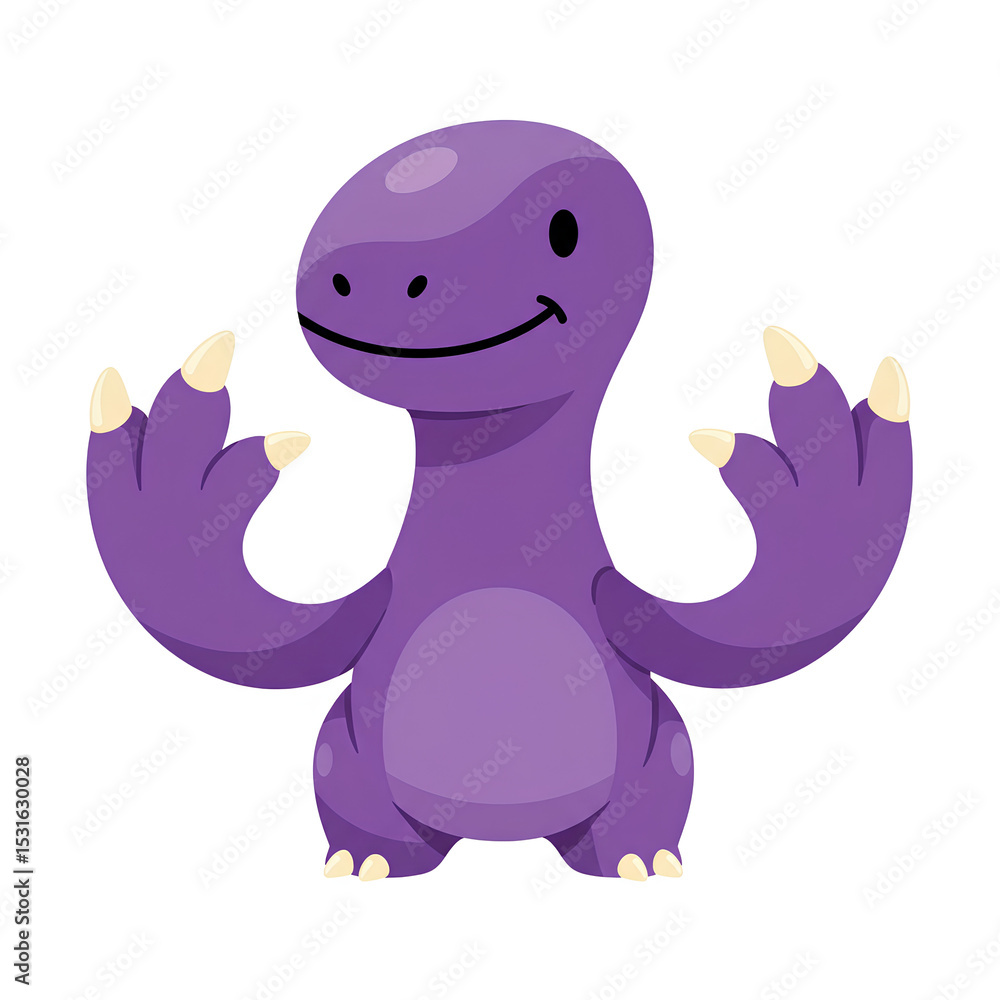 Fototapeta premium Adorable Purple Dinosaur Cartoon Character Illustration Perfect for Kids Books Websites and App Designs