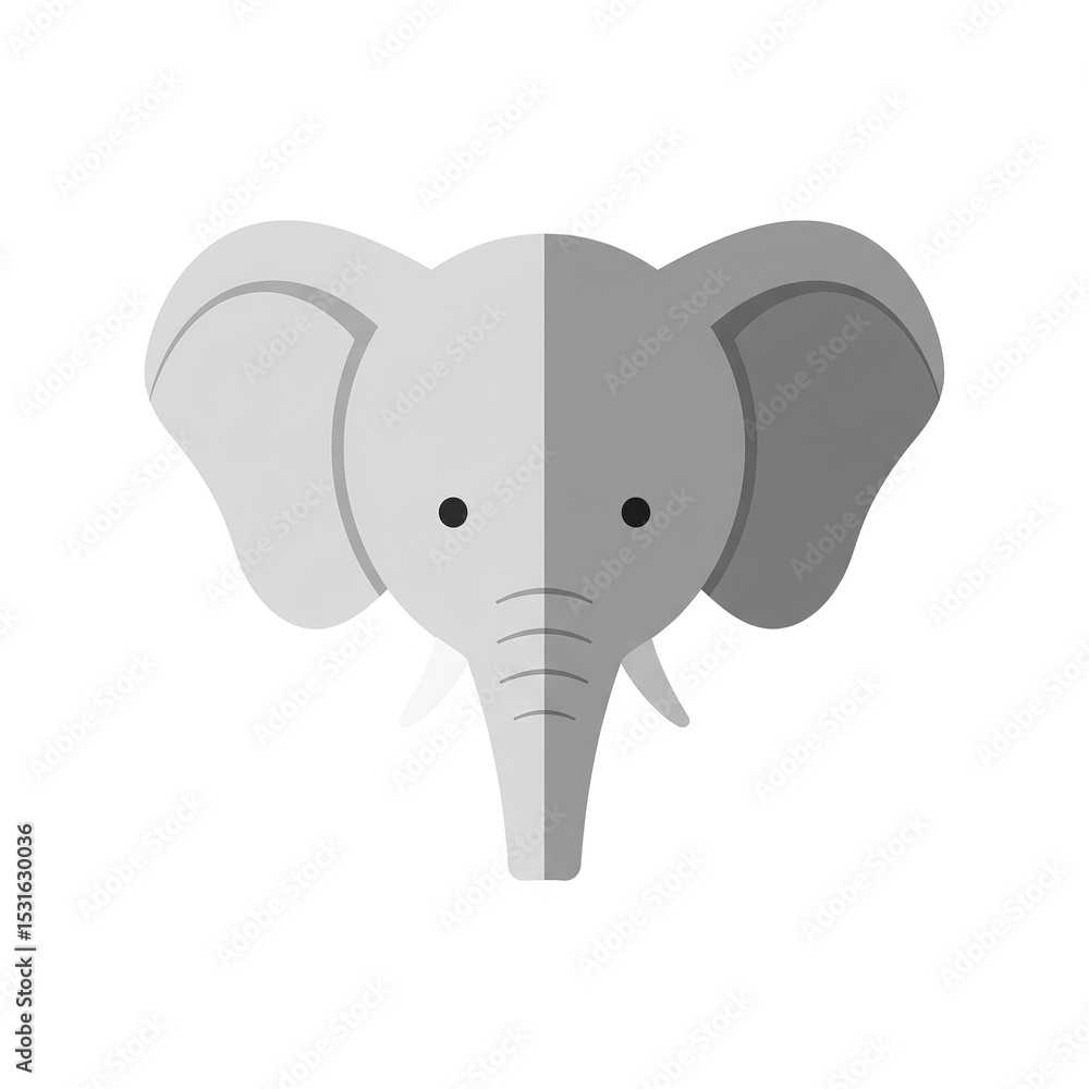 Fototapeta premium Adorable Elephant Head Illustration Simple Grey Design Perfect for Children's Books Websites and Branding
