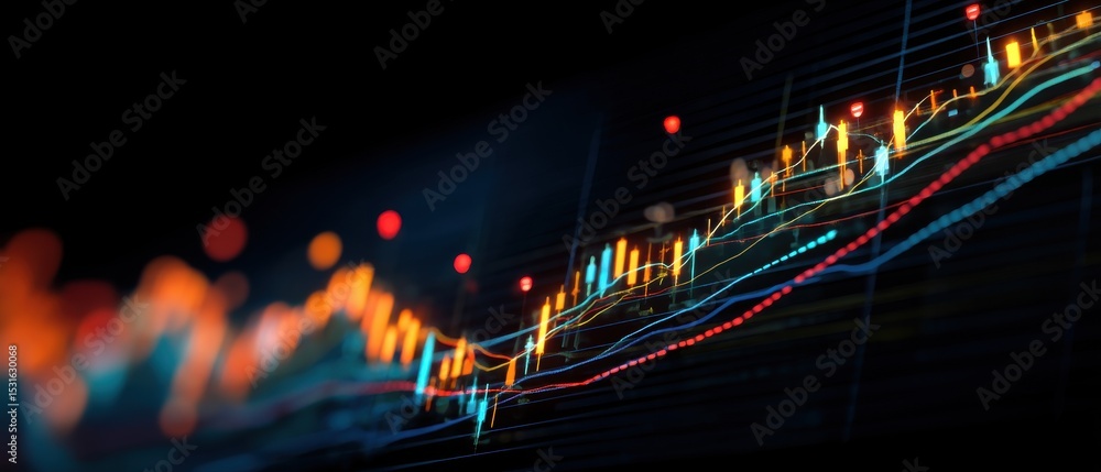 Fototapeta premium Multi-colored financial data visualization.