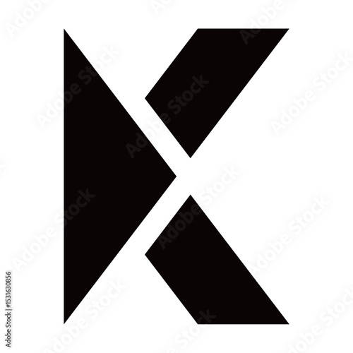 VECTOR LETTER K IN BLACK, A COMBINATION OF TRIANGLE AND TRAPEZIUM SHAPE