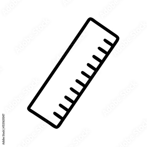 Simple linear ruler icon in black outline style  