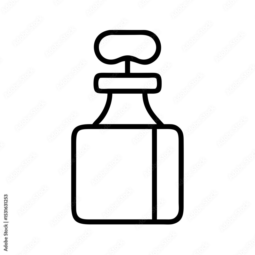 Obraz premium Outline of a vintage glass perfume bottle with stopper