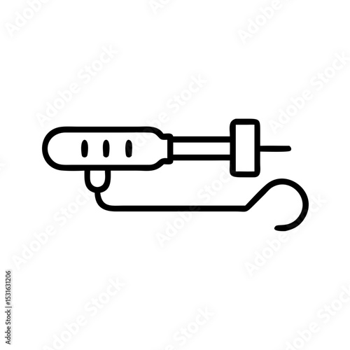 Medical syringe with needle in minimalist line art design  