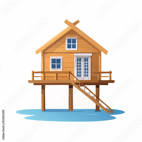 Miniature Stilt House A Charming Wooden Firefly Illustration