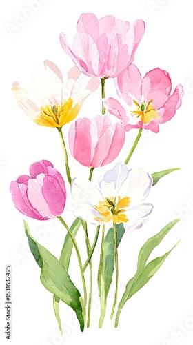 Wallpaper Mural Soft pastel blossoms with airy leaves and floating petals on a light backdrop Torontodigital.ca