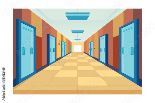 Bright School Corridor Interior |