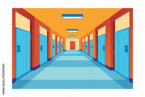 Bright School Corridor Interior |