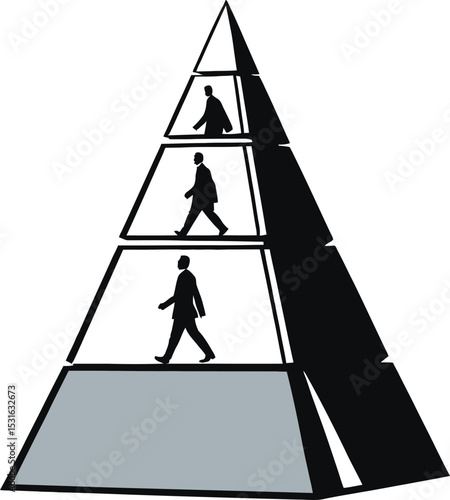 Corporate Pyramid Structure Silhouettes Ascending Levels For Business Concept Illustration