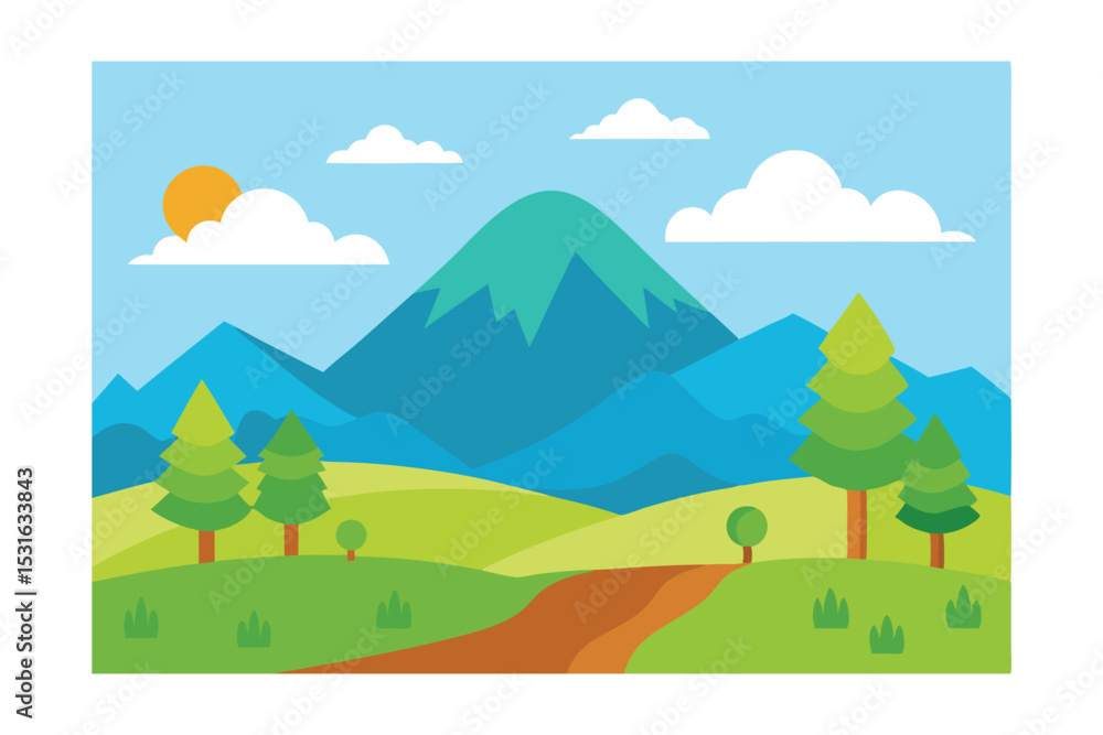 Fototapeta premium Common Natural Landscape Illustration Vector