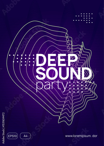 Party Poster. Green Music Design. Psychedelic Disco Invitation. Pink Dj Flyer. Electro Invite. Fest Concert Element. Night Club Set. Blue Party Poster