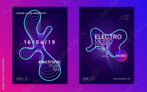 Party Poster. Violet Fest Magazine. Dj Design. Music Concert Template. Electronic Disco Illustration. Festival Invite. Pink Edm Flyer. Green Party Poster