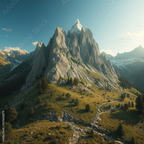 mountain landscape with snow