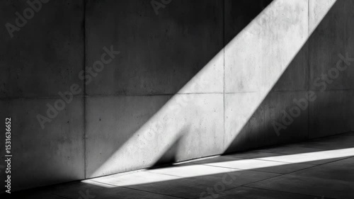 Concrete Wall with Diagonal Sunlight Beam Creates Contrast and Dramatic Light