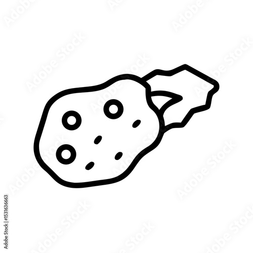 Potato Icon: Line art of potato with visible sprouts on white background, suitable for menus, product packaging, and culinary designs.