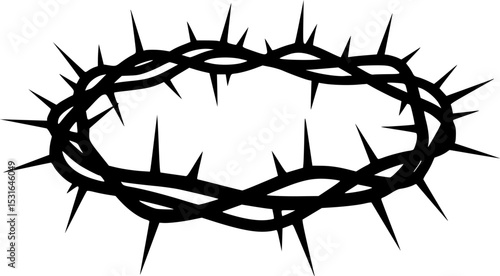 Crown of Thorns: A stark, symbolic illustration of a crown of thorns, rendered in black against a clean background. The image evokes themes of sacrifice, suffering, and spirituality.