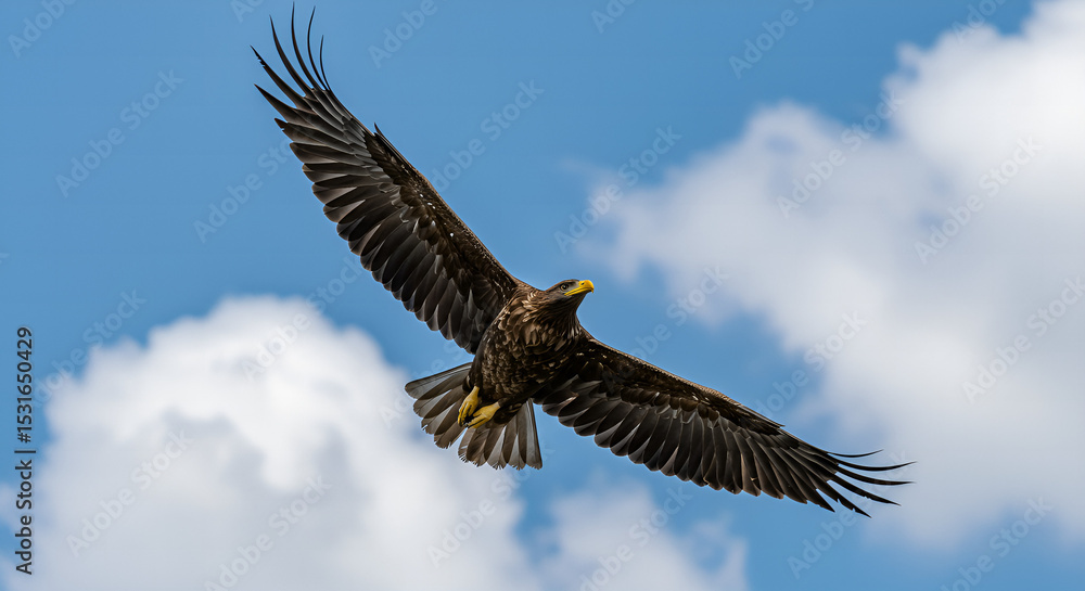 Fototapeta premium eagle flying in the blue sky 