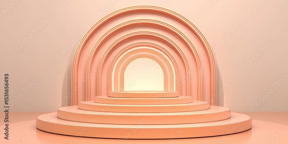 Obraz premium Peachy tiered platform with arched accents