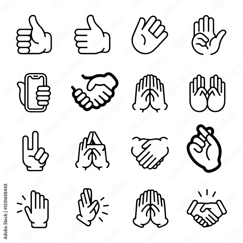 Fototapeta premium High Quality Hand gesture line icon set 