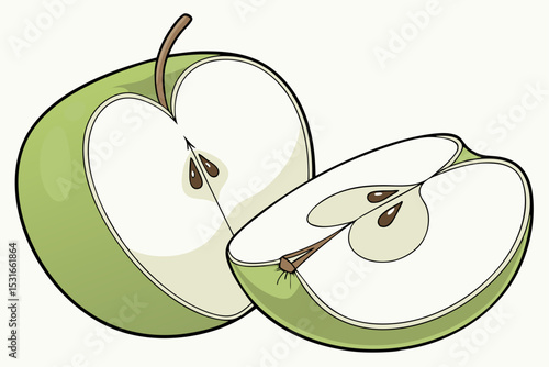 Halved green apple illustration a fresh and crisp image