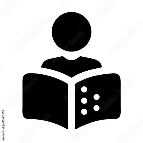 Person Reading Braille Book, Engaged in Learning and Exploration