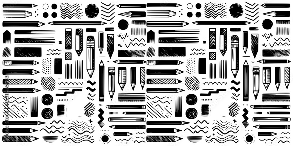 Hand-Drawn Icon Set, Unique sketches featuring symbols, shapes, and abstract designs Hand-Drawn Icon Set, Unique sketches featuring symbols, shapes, and abstract designs