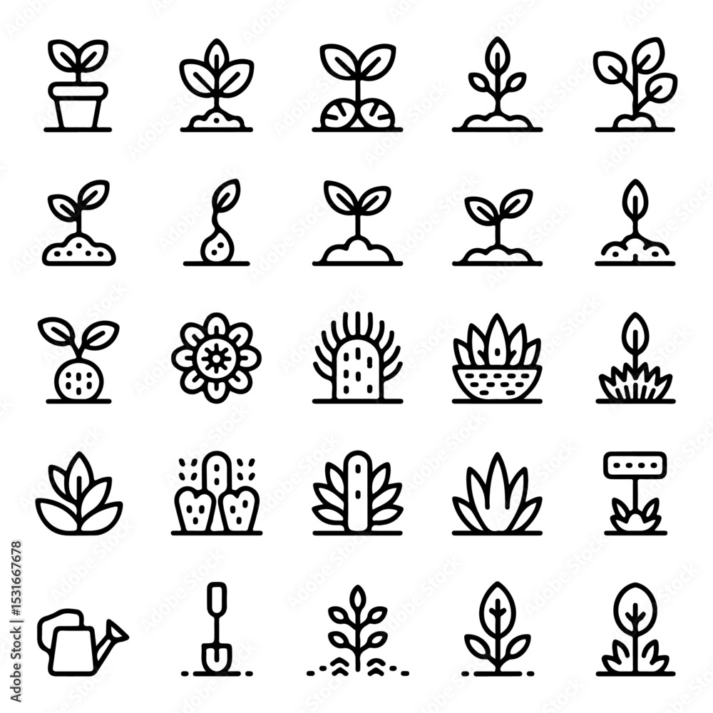 Fototapeta premium High Quality Plants line icon set
