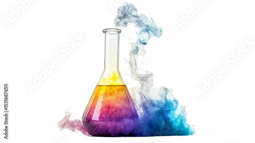 Science experiment with colorful vapor laboratory digital art creative environment close-up view chemistry inspiration