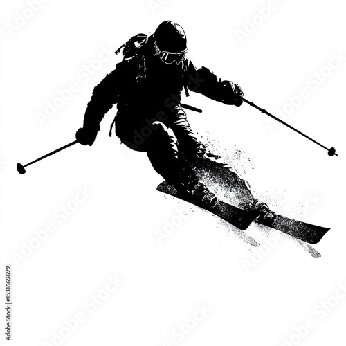 Professional skier making a turn in powder snow