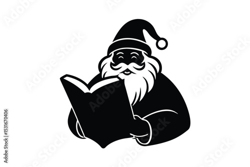 Santa Claus reading book vector art illustration