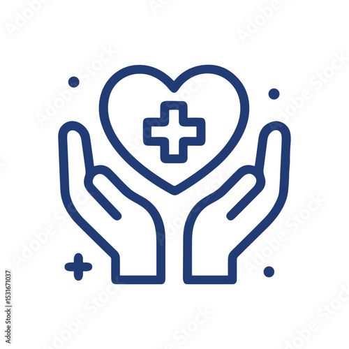 Heartcentered hands fostering wellbeing. Icon symbol illustration