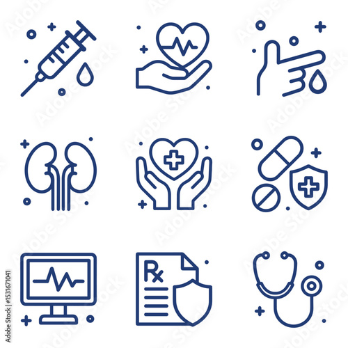 Medical icons health and wellness concepts. Icon symbol illustration