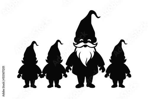 Santa Claus with elves vector art illustration