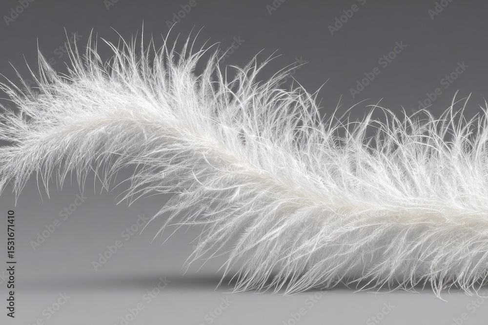 Close-up of a white feather, soft and flowing Close-up of a white feather, soft and flowing